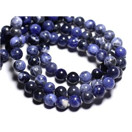 Filo di circa 39 cm 46 pz - Perline di pietra - Palline di sodalite 8 mm 