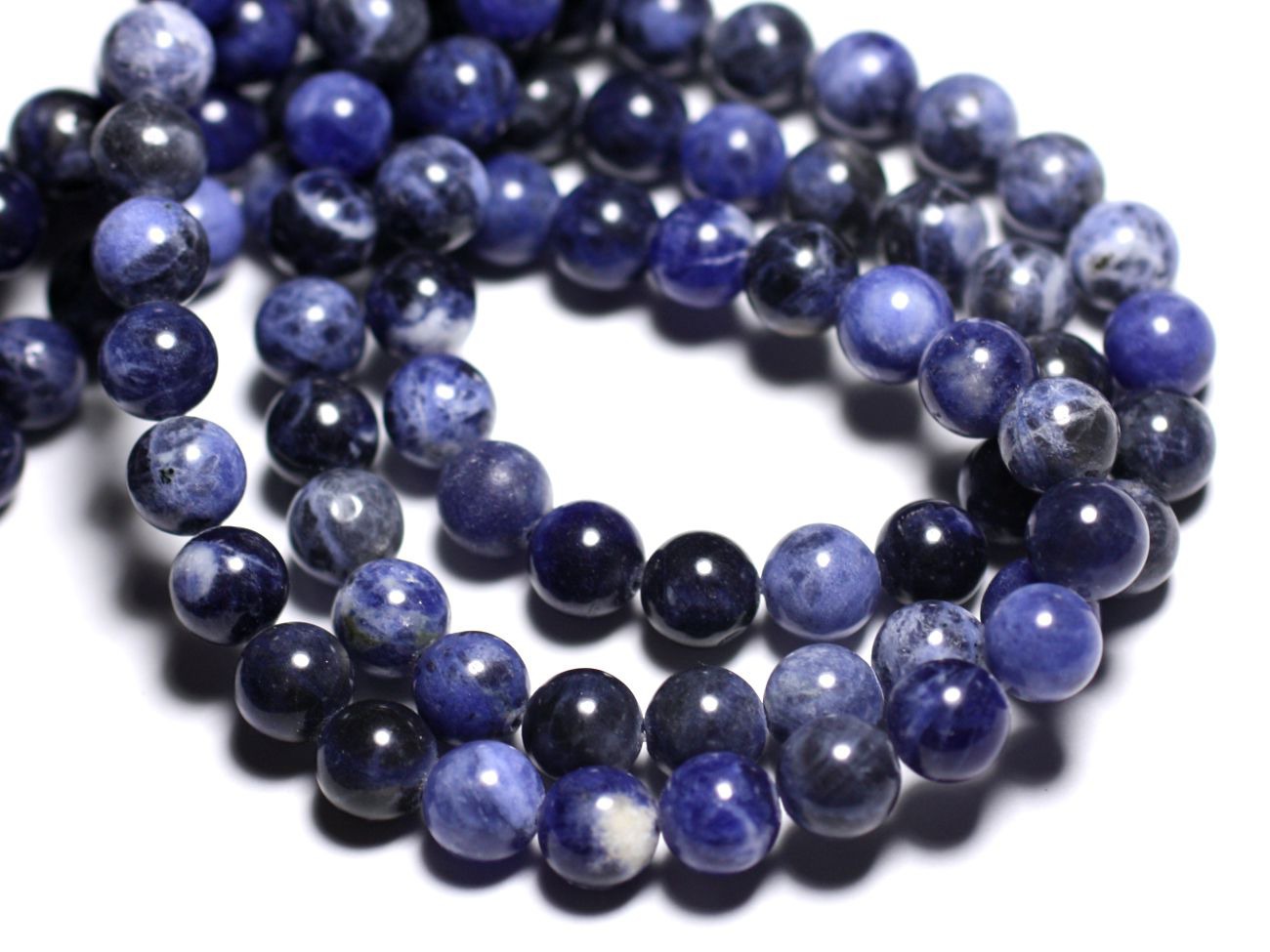 Fil 39cm 46pc env - Perles de Pierre - Sodalite Boules 8mm 