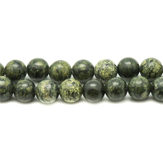 Fil 39cm 63pc env - Perles de Pierre - Serpentine Boules 6mm