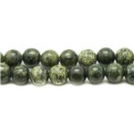 Fil 39cm 63pc env - Perles de Pierre - Serpentine Boules 6mm