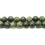 Fil 39cm 63pc environ - Perles Pierre - Serpentine Boules 6mm noir vert kaki