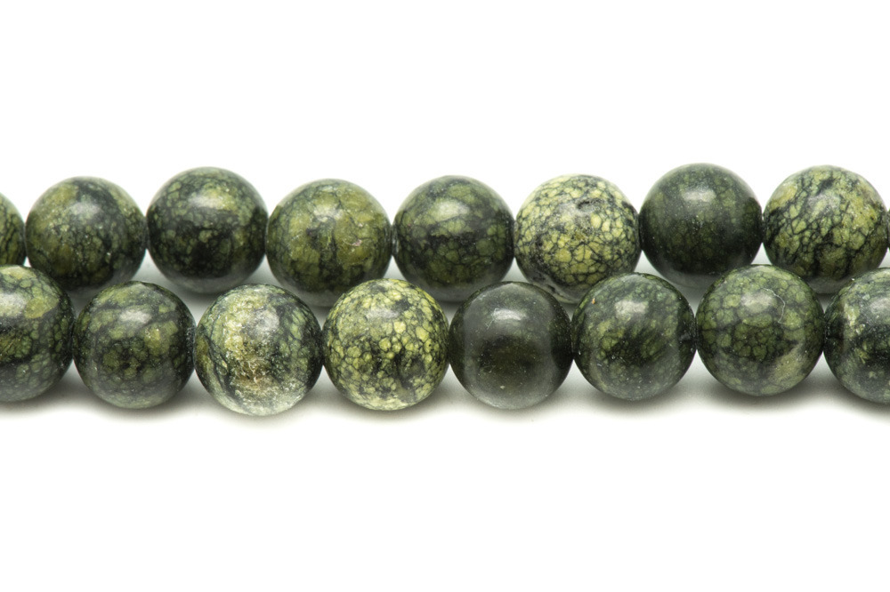 Fil 39cm 37pc env - Perles de Pierre - Serpentine Boules 10mm 