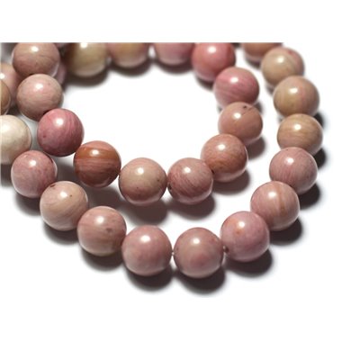 Fil 39cm 80pc env - Perles de Pierre - Rhodonite Rose Boules 4mm 