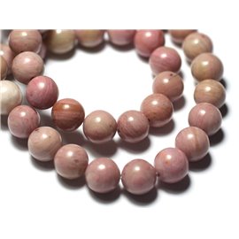 Thread 39cm 80pc approx - Stone Beads - Pink Rhodonite Balls 4mm 
