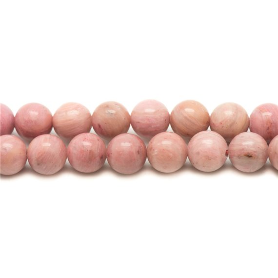 Fil 39cm 46pc env - Perles de Pierre - Rhodonite Boules 8mm 