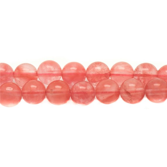 Fil 39cm 93pc env - Perles de Pierre - Quartz Cerise Boules 4mm 