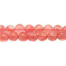 Fil 39cm 93pc env - Perles de Pierre - Quartz Cerise Boules 4mm 