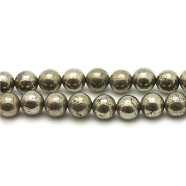 1 Fil 39cm Perles de Pierre - Pyrite Boules 12mm 