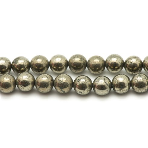 1 Fil 39cm Perles de Pierre - Pyrite Boules 12mm 