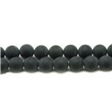 Fil 39cm 93pc env - Perles de Pierre - Onyx noir Mat Boules 4mm 