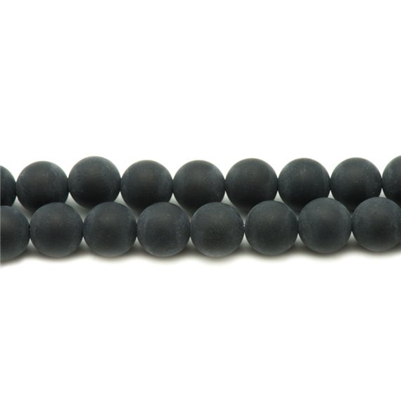 Fil 39cm 93pc env - Perles de Pierre - Onyx noir Mat Boules 4mm 