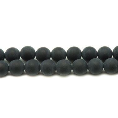 Fil 39cm 93pc env - Perles de Pierre - Onyx noir Mat Boules 4mm 