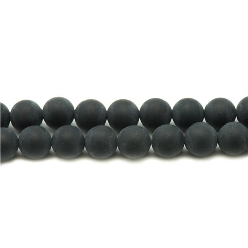 Fil 39cm 31pc env - Perles de Pierre - Onyx noir Mat Boules 12mm 