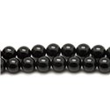 Fil 39cm 93pc env - Perles de Pierre - Onyx noir Boules 4mm 