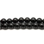 Fil 39cm 32pc env - Perles de Pierre - Onyx noir Boules 12mm 