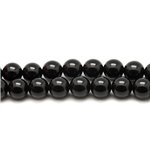 Fil 39cm 27pc environ - Perles Pierre - Onyx noir Boules 14mm