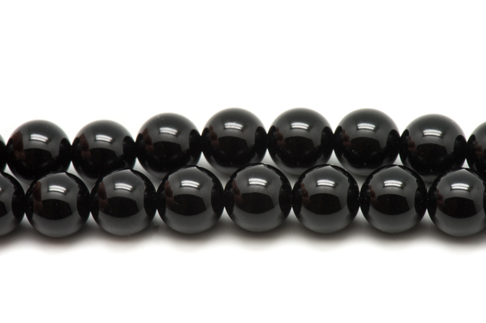 1 Fil 39cm Perles de Pierre - Onyx noir Boules 14mm