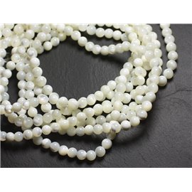 Fil 39cm 64pc environ - Perles Coquillage Nacre Naturelle Boules 6mm blanc irisé