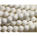Fil 39cm 65pc env - Perles Nacre blanche opaque Boules 6mm