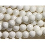 1 Fil 39cm Perles de Nacre blanche opaque Boules 4mm 