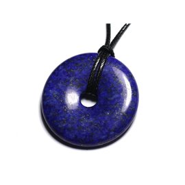Stone Pendant Necklace - Lapis Lazuli Donut Pi 40mm 