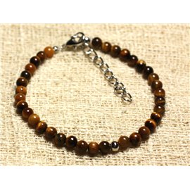 Bracelet Silver 925 and semi precious stone Tiger Eye 4mm