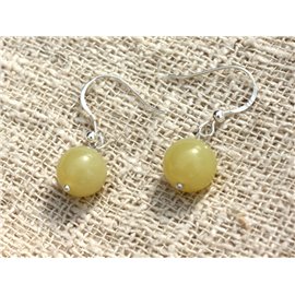 Orecchini in argento sterling 925 e giada limone da 10 mm 