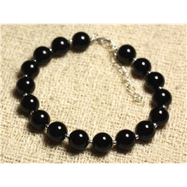 Pulsera Plata 925 y piedra semipreciosa - Ónix negro 8mm