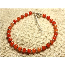 Armband 925 Silber und Stein - Orange Jade 4mm 