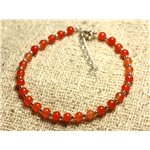 Bracelet Argent 925 et Pierre - Jade Orange 4mm 