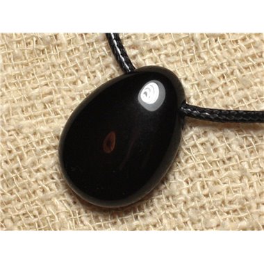 Collier Pendentif en Pierre - Obsidienne Noire Goutte 25mm 