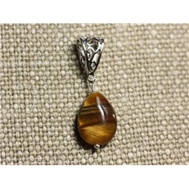 Collier Pendentif Pierre - Oeil de Tigre Goutte 18mm  Collier Pendentif Pierre - Oeil de Tigre Goutte 18mm