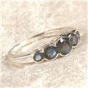 N122 - Bague Argent 925 et Pierre - Labradorite Facettée Ronds 2.5 - 4.5mm 