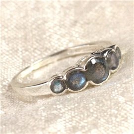 N122 - Anello in argento 925 e pietra - Labradorite sfaccettato rotondo 2,5 - 4,5 mm 