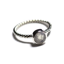 N231 - Anello in argento 925 e pietra - Anello a spirale da 6 mm con pietra di luna 