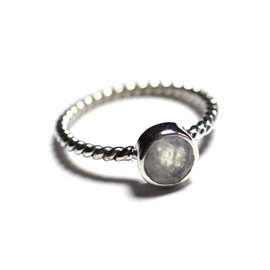 N231 - Ring zilver 925 en steen - Maansteen 6 mm Twist ring 