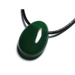 Collier Pendentif Pierre semi précieuse - Onyx vert Goutte 25mm 