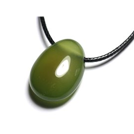 Collier Pendentif Pierre semi précieuse - Onyx vert Goutte 25mm  Collier Pendentif Pierre semi précieuse - Onyx vert Goutte 25mm