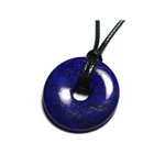 Collier Pendentif Pierre semi précieuse - Lapis Lazuli Donut Pi 30mm 