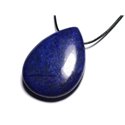 Collier Pendentif Pierre Lapis Lazuli grande goutte 60mm Bleu nuit doré