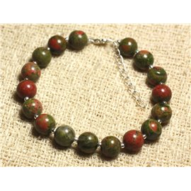 Bracelet Silver 925 and semi precious stone - Unakite 8mm