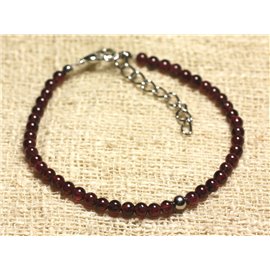 Bracelet Silver 925 and semi precious stone Garnet 4mm 