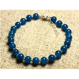 Bracelet 925 Silver and Stone - Blue Jade 6mm 