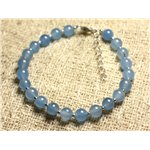 Bracelet Argent 925 et Pierre - Jade Bleue 6mm 