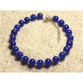 Bracelet Argent 925 et Pierre - Jade Bleue 6mm 