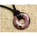 Collier Pendentif en Pierre - Rhodonite Donut 20mm 