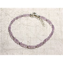 Armband Silber 925 und Stein - Amethyst Brasilien facettierte Unterlegscheiben 3mm 