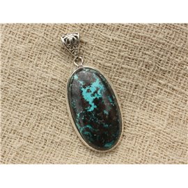 n10 - Pendant Silver 925 and Stone - Azurite Oval 40x21mm 