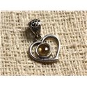 Pendentif Argent 925 et Pierre - Citrine 6mm Coeur 16mm 