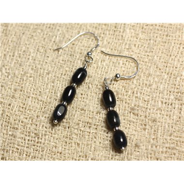 Boucles d'Oreilles Argent 925 - Oeil de Faucon Olives 7x5mm 